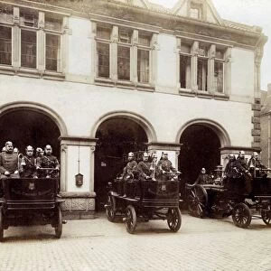 Three fire engines and crews, Hanover, Germany