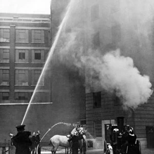 Horse-drawn steamer taking part in special drill