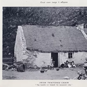Irish Thatched Cabin (b / w photo)