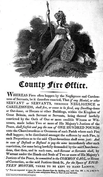 19th century Insurance Company Fire Notice