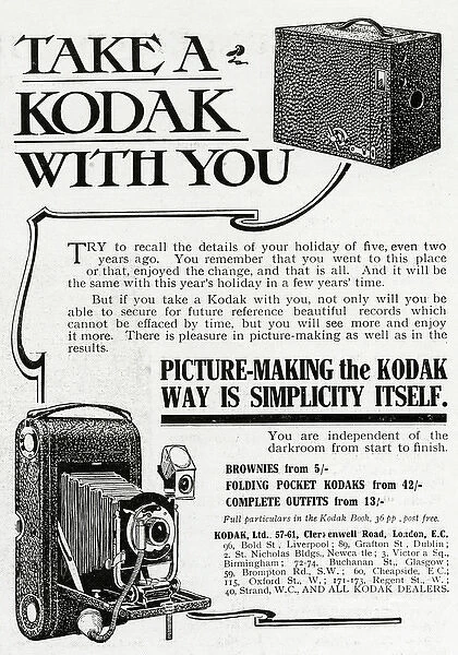 Advert for Kodak folding pocket cameras 1909