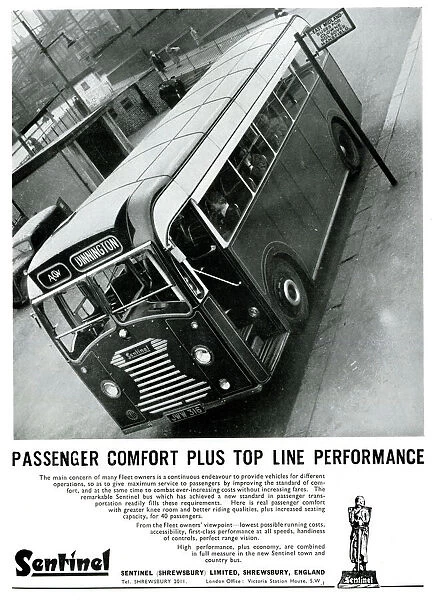 Advert, Single decker bus by Sentinel, Shrewsbury