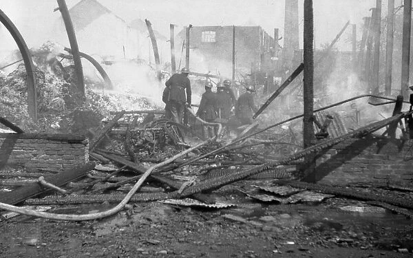 Aftermath of a factory fire, Fire Force Area 34, WW2