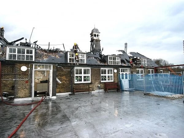 The aftermath of a fire at a school, Bermondsey