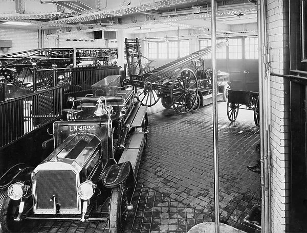 Appliance room of Cannon Street Fire Station, London