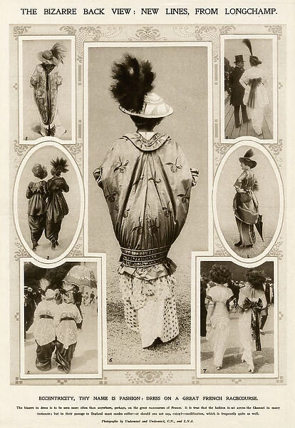 Backview of fashionable racegoers clothing 1913