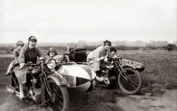 Bikers on their Coventry Eagle motorcycles & sidecars