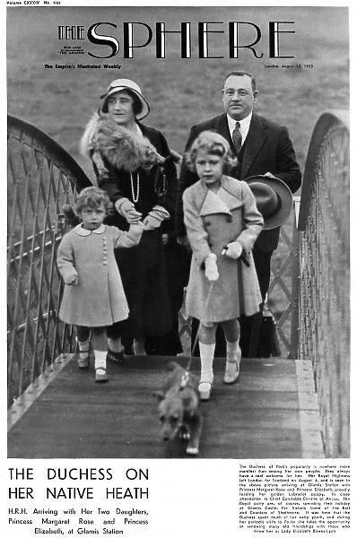 The Duchess of York and her daughters at Glamis Station