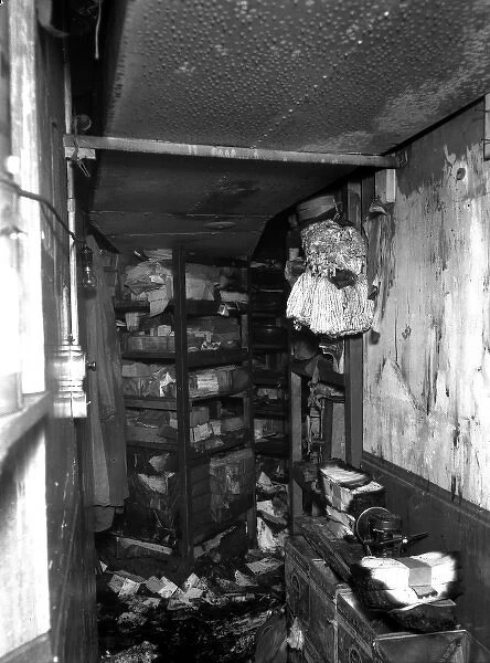 An example of a room with fire damage, WW2