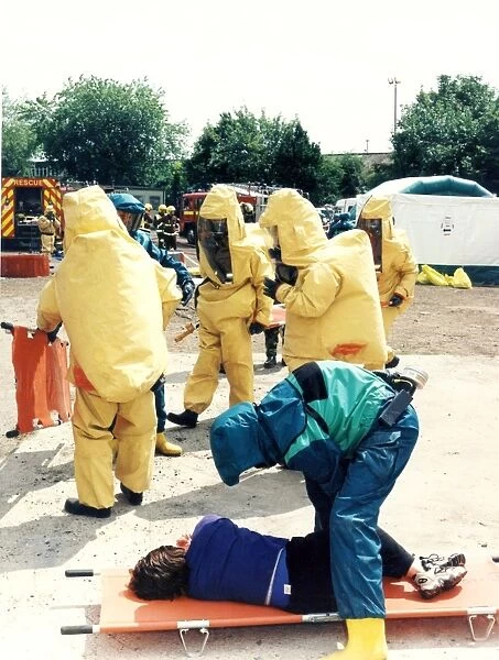 Firefighters during a chemical incident exercise