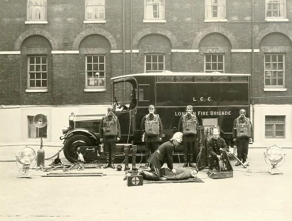Firefighters with one of the first emergency tenders