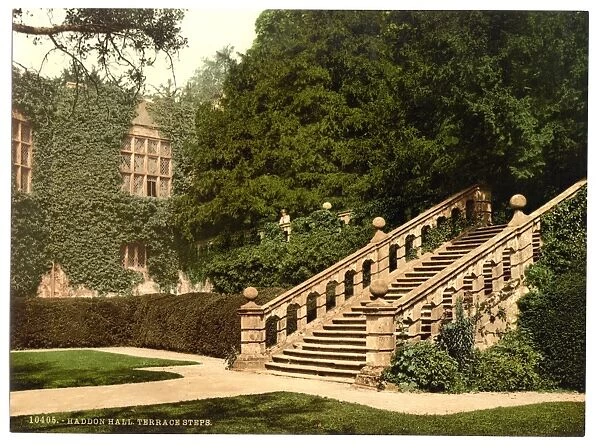 Haddon Hall, the terrace steps, Derbyshire, England
