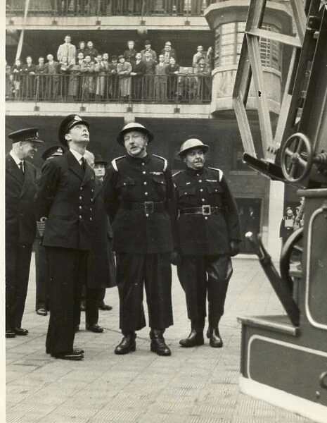 King George VI inspecting firefighting equipment, WW2