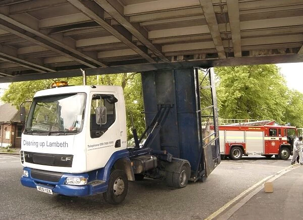 Lorry under bridge, Loughborough Lane, SW9