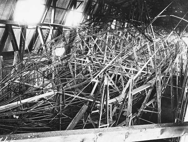 Macmechan Airship Structure in Hangar in Barking, 1915