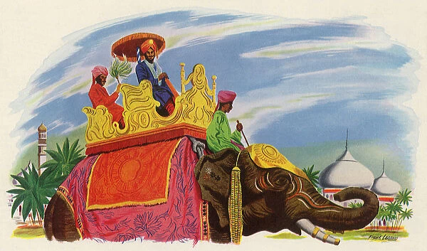Maharaja Rides Elephant, India Date: 1950