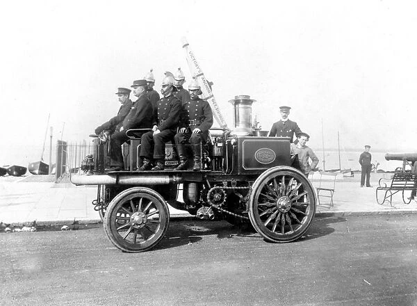 Merryweather steam fire engine with crew