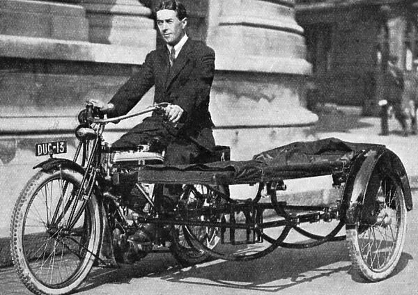 Motor cycle with side-car ambulance, WW1