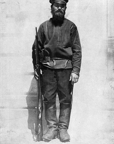 Moujik (peasant) soldier during Revolution, Russia