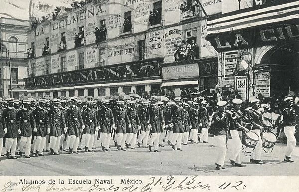 Naval cadets marching in Mexico City, Mexico