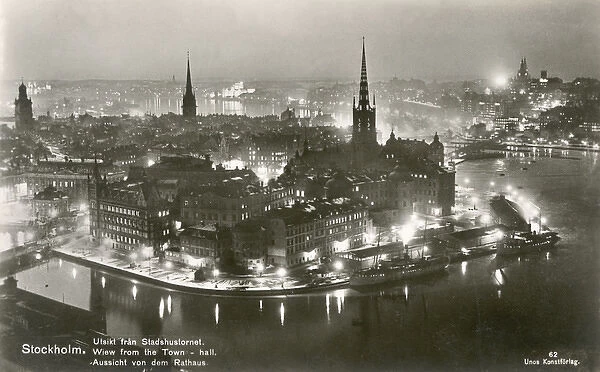 Night view from Town Hall, Stockholm, Sweden