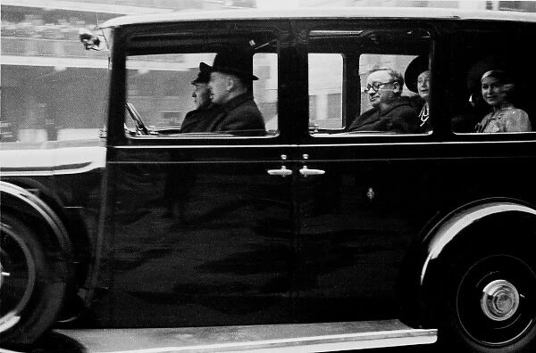 Queen Elizabeth in a car after reviewing firewomen, WW2