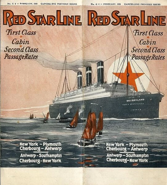 Red Star Line brochure, passage rates