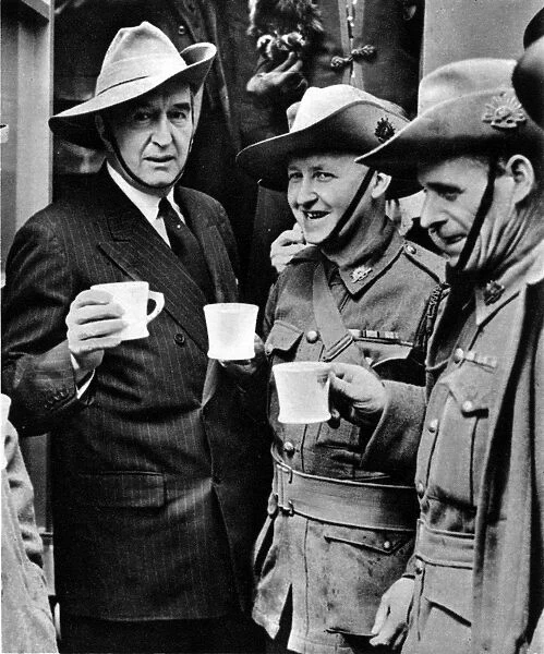 Stanley Bruce Alongside Two Australian Soldiers