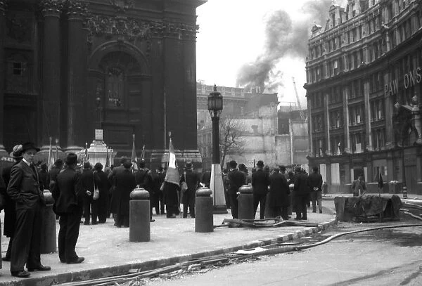 View of City fires from St Pauls Cathedral, WW2