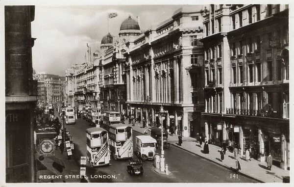 View of Regent Street, London, on a busy day