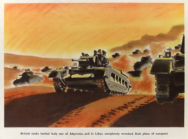 WW2 Poster -- British tanks in action