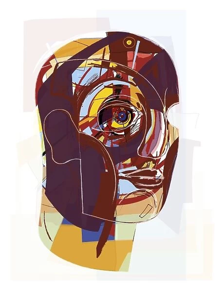 Abstract artwork of a persons face