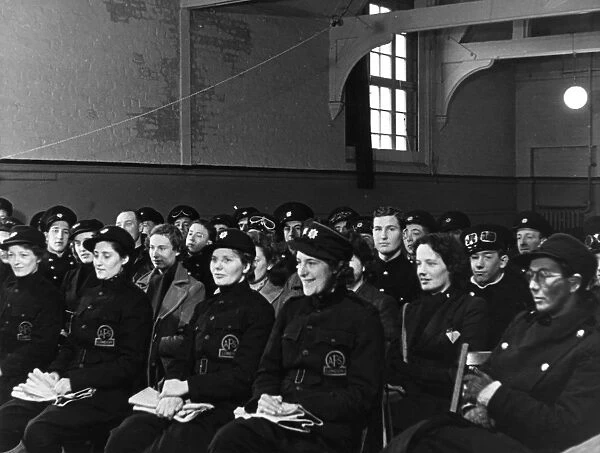 AFS despatch riders at lecture, London, WW2