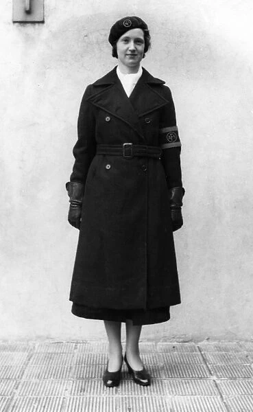 AFS woman in double-breasted greatcoat, WW2