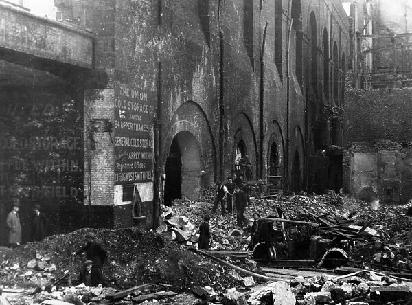 Blitz in City of London - Dowgate Dock, WW2