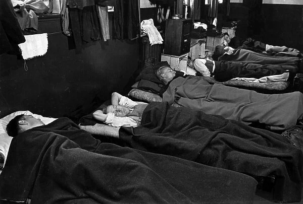 Blitz in London -- irefighters sleeping during the day, WW2