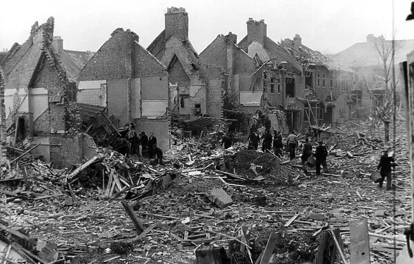 Bomb damage in Kilgour Road, SE London, WW2