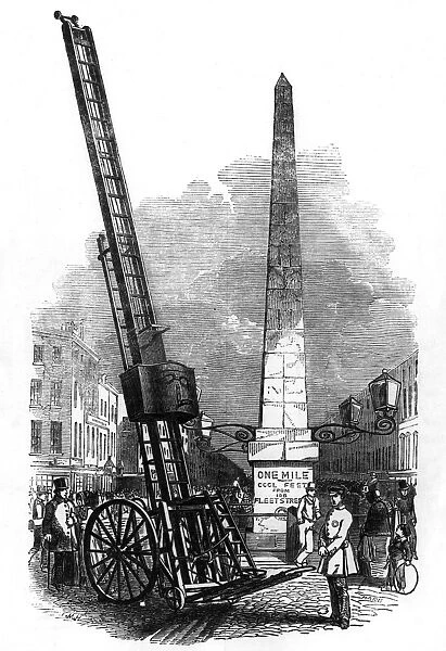 Engraving of Davies fire escape, Blackfriars Road, London