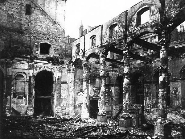 Fire damage at St Lawrence Jewry, City of London, WW2