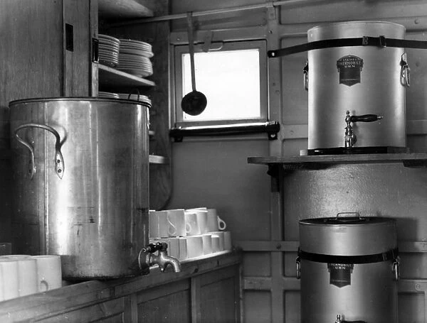 Interior of a mobile kitchen, WW2