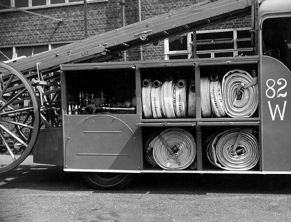 LFB Merryweather fire engine with stored hoses