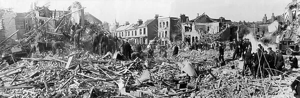 Scene in Minington Road, Leyton, WW2
