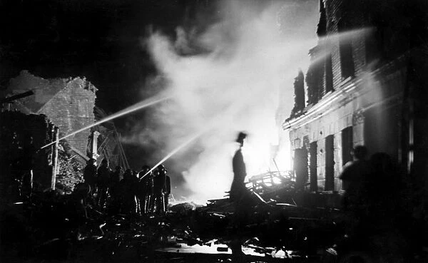 Scene in Poplar High Street during the Blitz, WW2