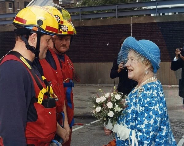 Visit by HM The Queen Mother to Chelsea Fire Station