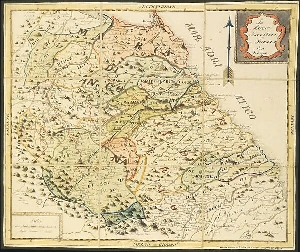 Map of Marca Anconetana and Fermana, Bologna, Italy, 1831