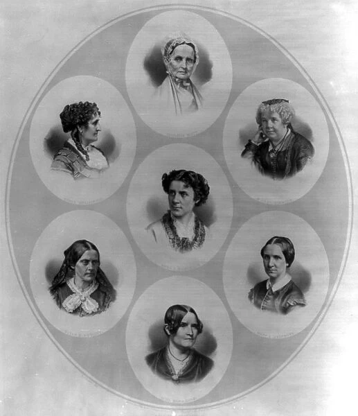 Portraits of seven prominent figures of suffrage