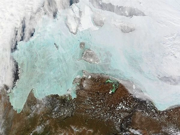 The winter sea ice in the east Siberian Sea. True-colour Moderate Resolution Imaging