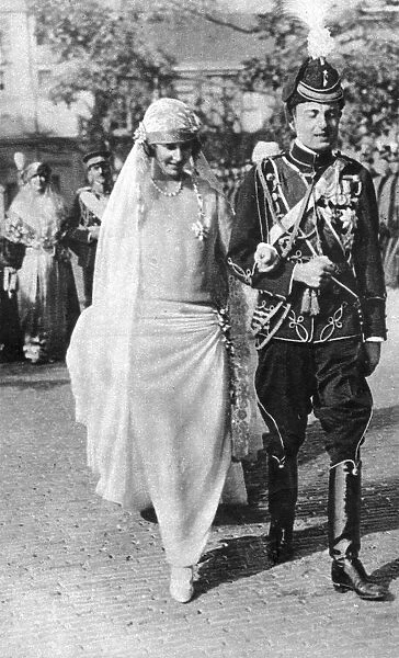 Prince Paul of Serbia and Princess Olga of Greece walking from the Chapel to the