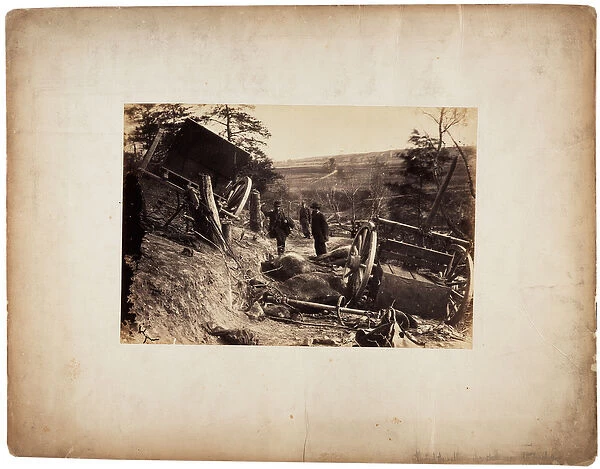 Albumen print: Effect of explosion of shell, near Fredericksburg, Va. c