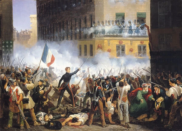 Battle in the rue de Rohan, 28th July 1830, 1831 (oil on canvas)